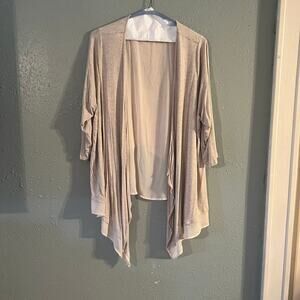 Lane Bryant womens open front waterfall cardigan 22/24 cream flowy workwear